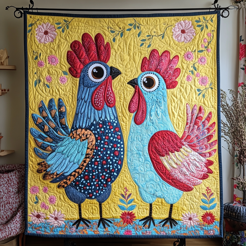 Rooster Revelry Quilted Blanket Presents For Chicken Love