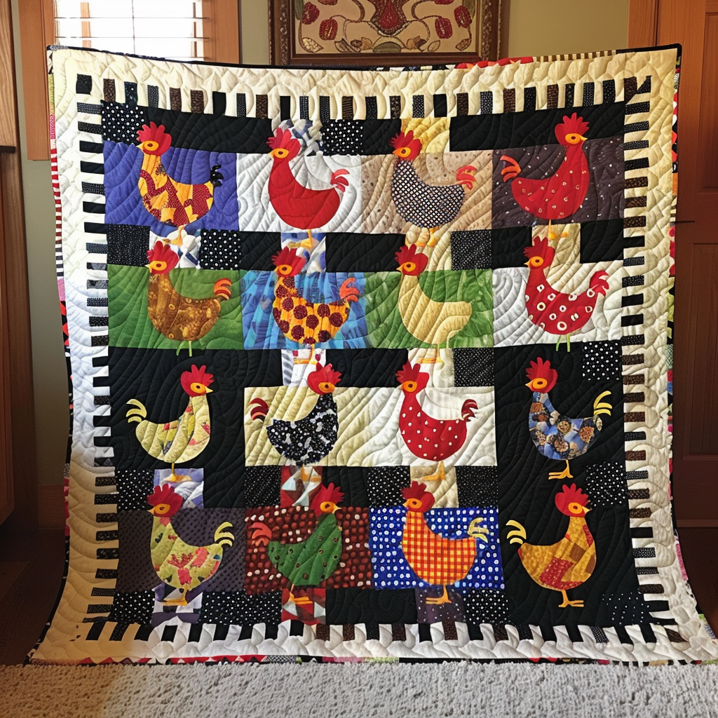 Rooster Reverie Quilted Blanket Gifts For Chicken Owners