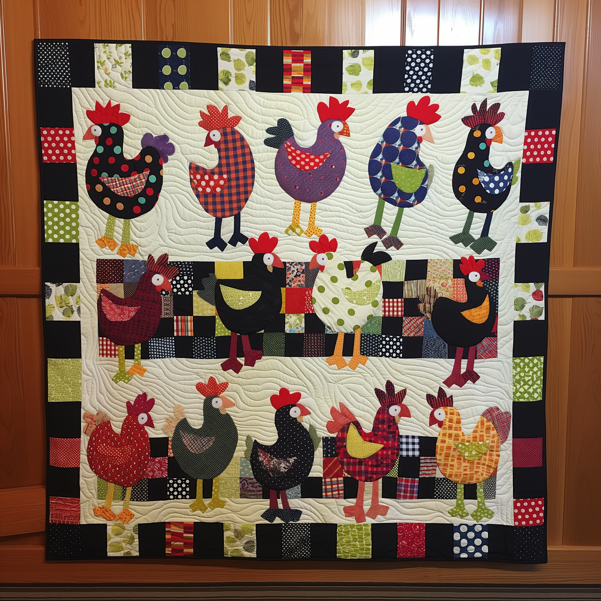 Rooster Rhapsody Quilted Blanket Gifts For Chicken Owners