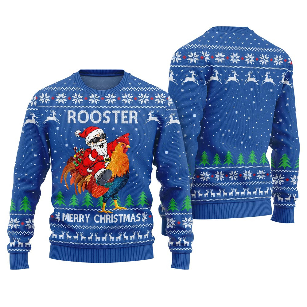 Rooster Santa Ugly Christmas Sweater Perfect Holiday Gift Merch for Sweater Lovers
