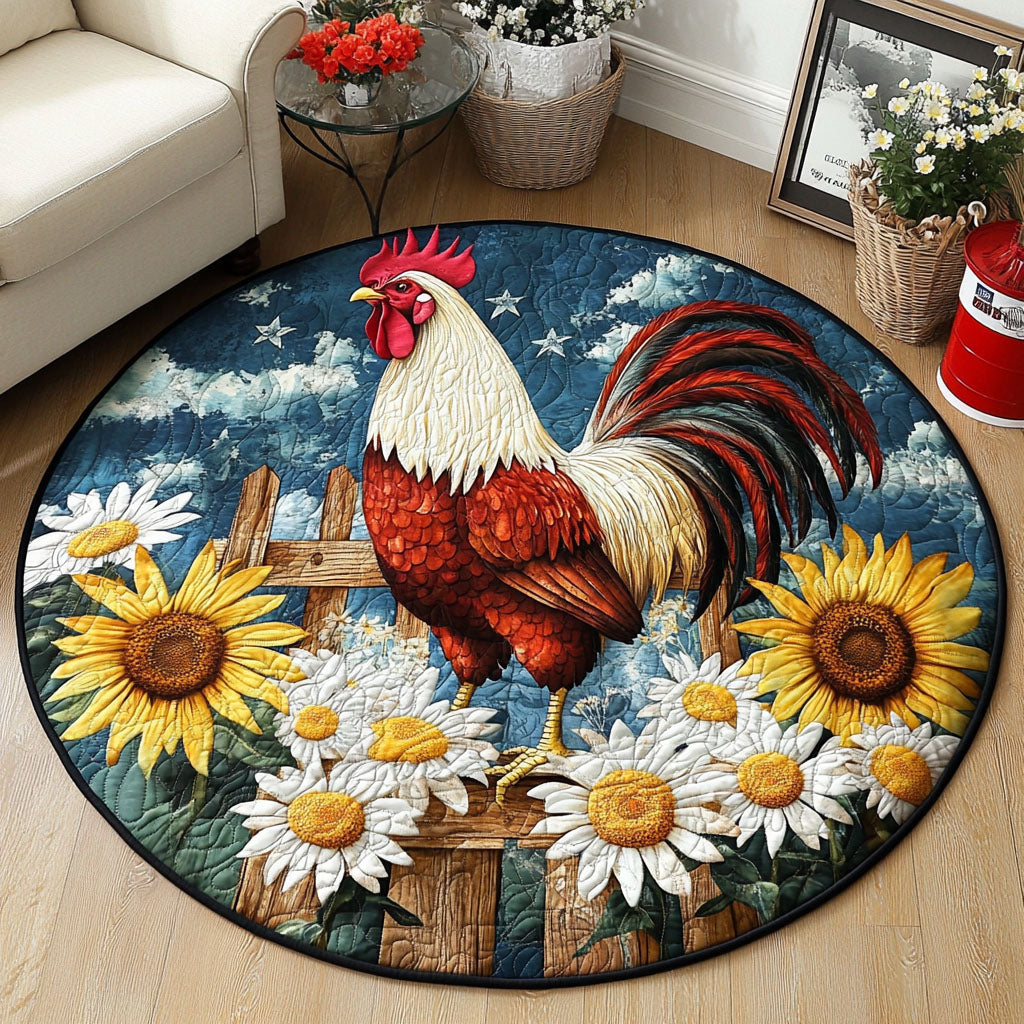 Rooster Sunrise Quilted Round Mat Front Door Idea Christmas Gifts For A Rancher
