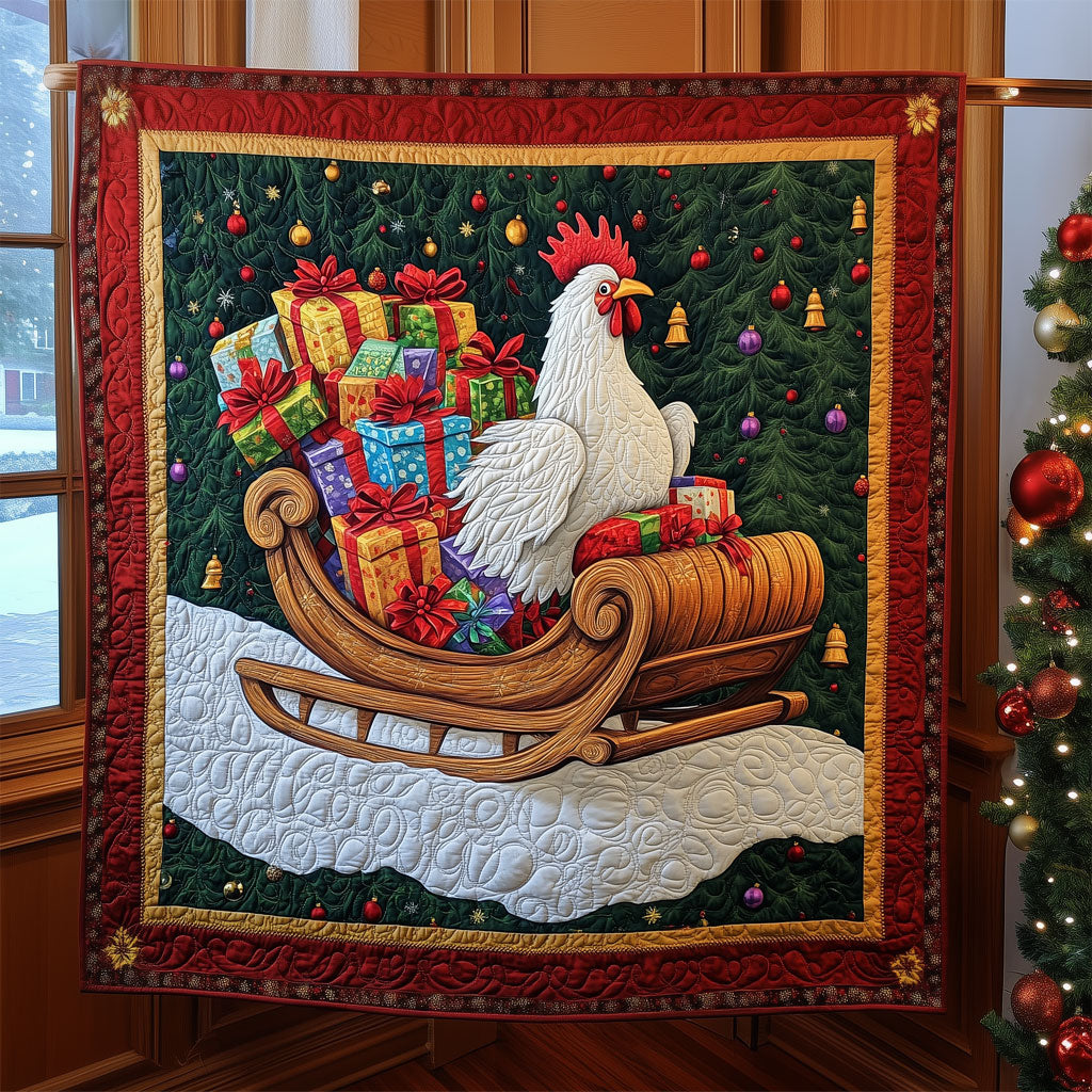Roosters Snowy Sleigh Quilt Stylish Quilt Blanket to Upgrade Your Bedroom