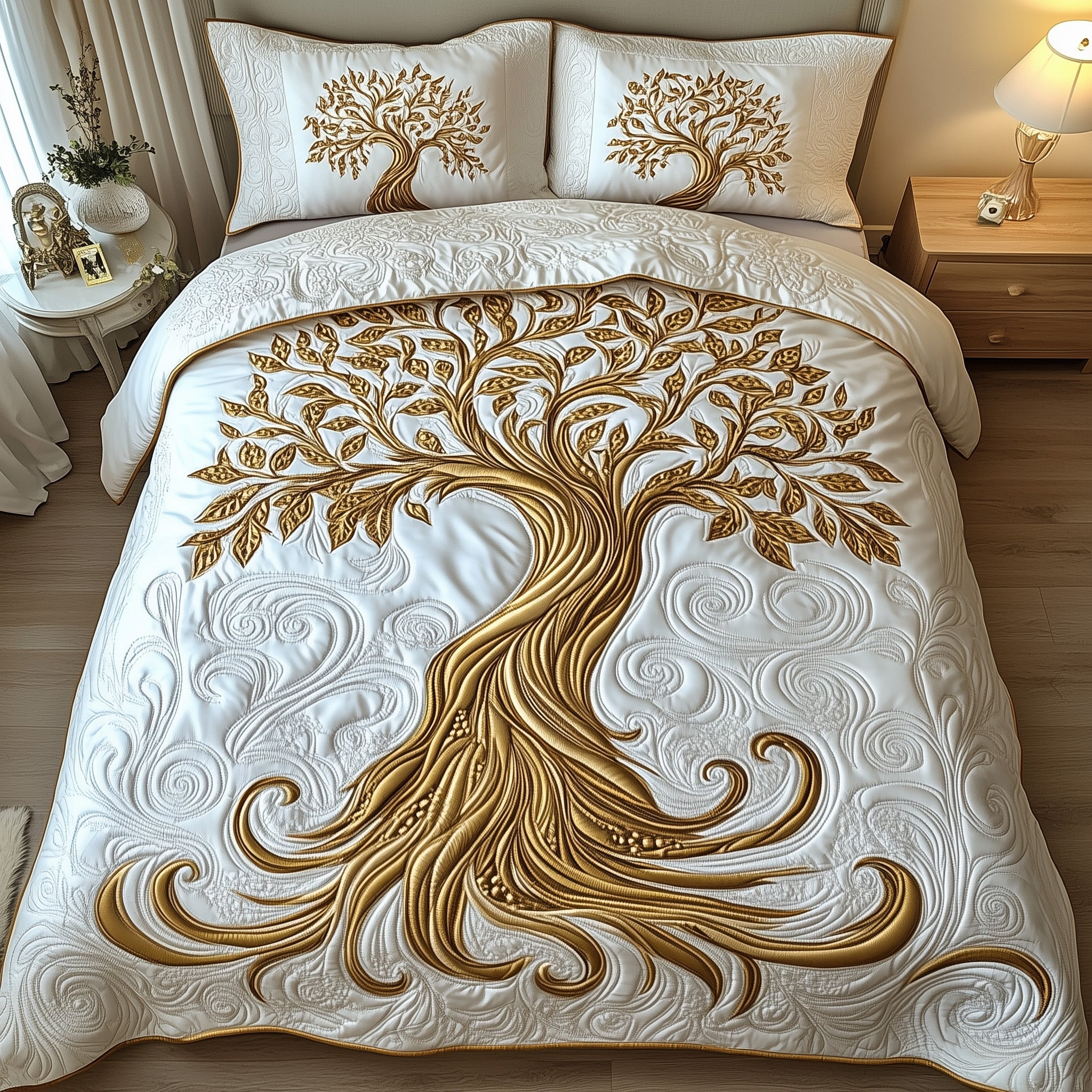 Rooted Harmony Quilted Bedding Set Duvet Cover Bedspread Tree Of Life Christmas Gifts
