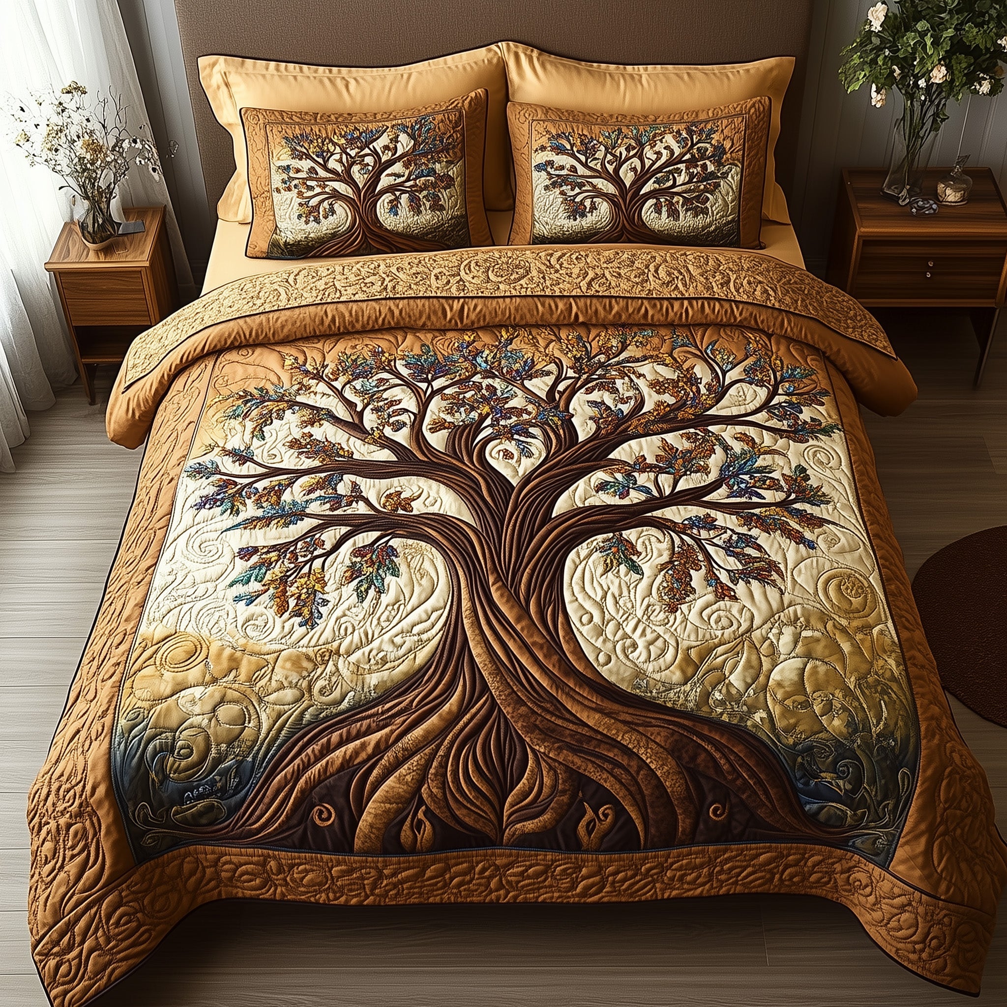 Rooted Harmony Quilted Bedding Set Home Decor Collection
