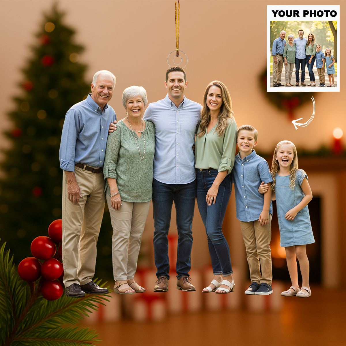 Rooted In Love Personalized Photo Mica Ornament Customized Your Photo Ornament Christmas