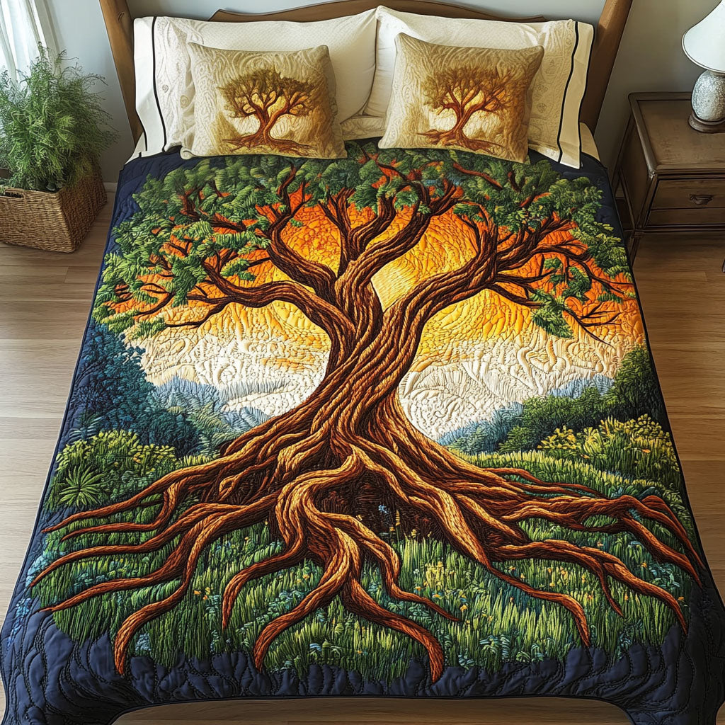 Rooted in Sunshine Quilted Bedding Set Bed Decor Ideas Tree Of Life Christmas Gifts