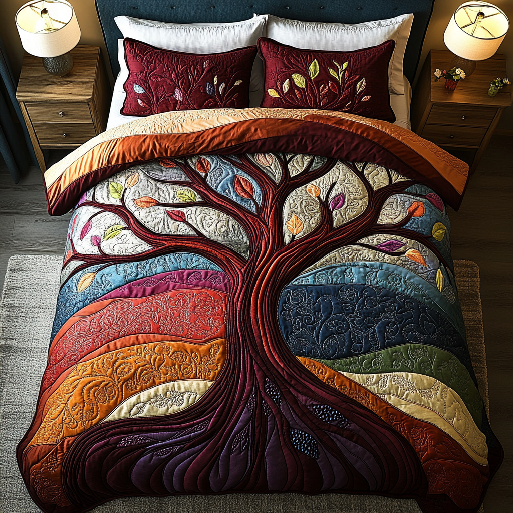 Rooted Life Quilted Bedding Set Cute Bedroom Decor Tree Of Life Christmas Gifts