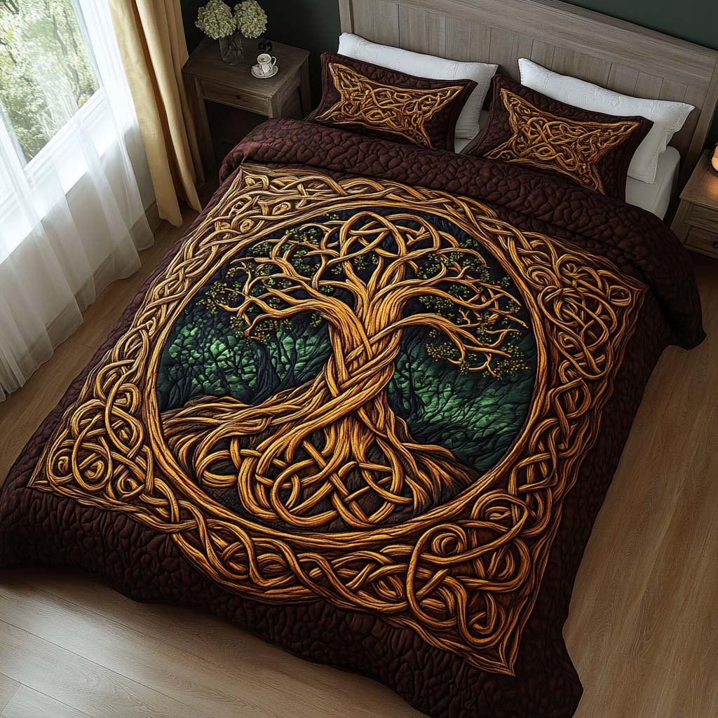 Rooted Soul Quilted Bedding Set Best Bed Sheet Set Tree Of Life Gifts For Men