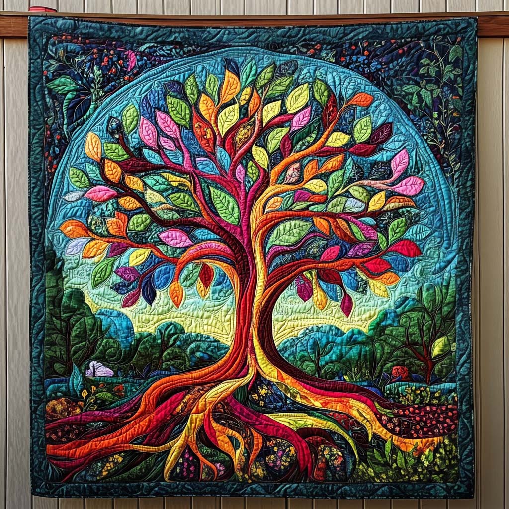 Rooted Spirit Quilted Blanket Tree Of Life Throw Blanket