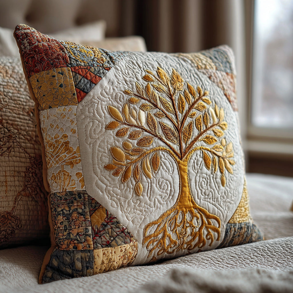 Rooted Wisdom Quilted Pillow Case Decorative Pillow Covers Tree Of Life Gifts For Parents