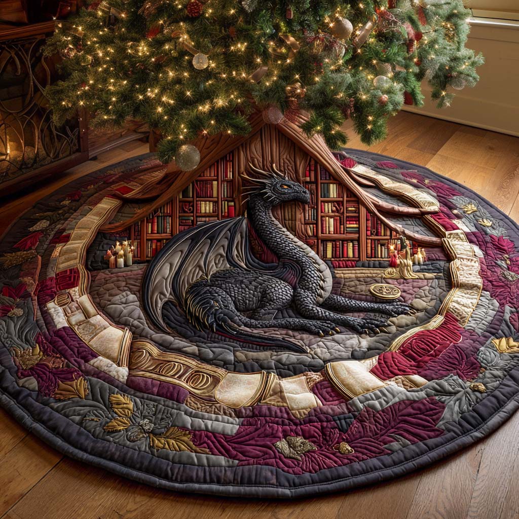 Rootfire Scholar Quilted Tree Skirt Xmas Decorations Bookish Gift Ideas