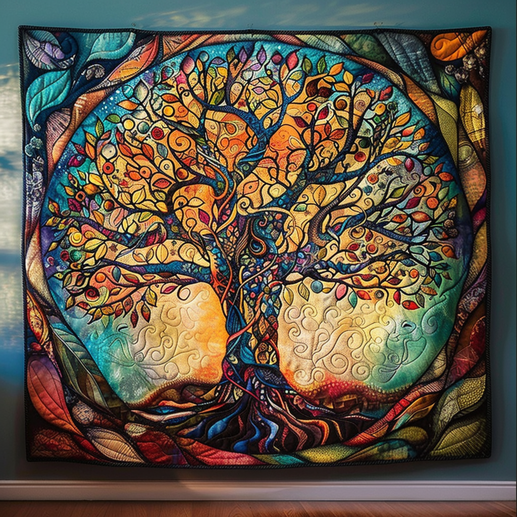 Roots and Branches Quilted Blanket Tree Of Life Gifts For Her