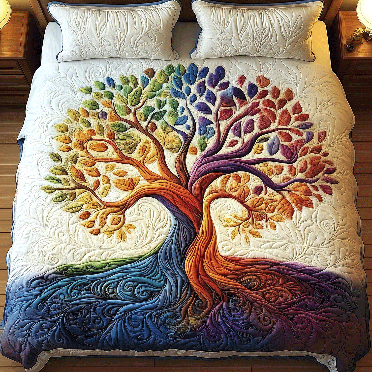 Roots Of Serenity Quilted Bedding Set Trendy Bedding Set for Bedroom Makeover