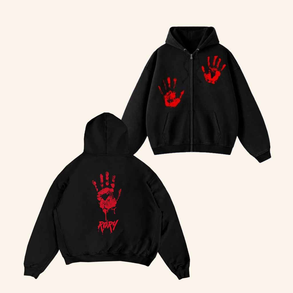Rory Merch Handprint Zip Hoodie Halloween Gift Ideas For Music Lovers Rory Merch Handprint Zip Hoodie Halloween Gift Ideas For Music Lovers