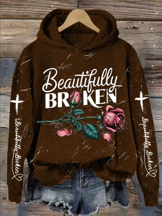 Rose Beautifully Broken Country Music Hoodie Music Lover Jelly Roll Fans Gifts For Women's