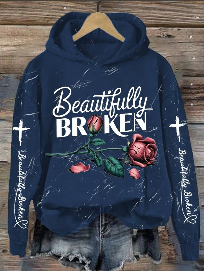 Rose Beautifully Broken Hoodie Country Music Lover Hoodie Jelly Roll Fans Gifts For Women