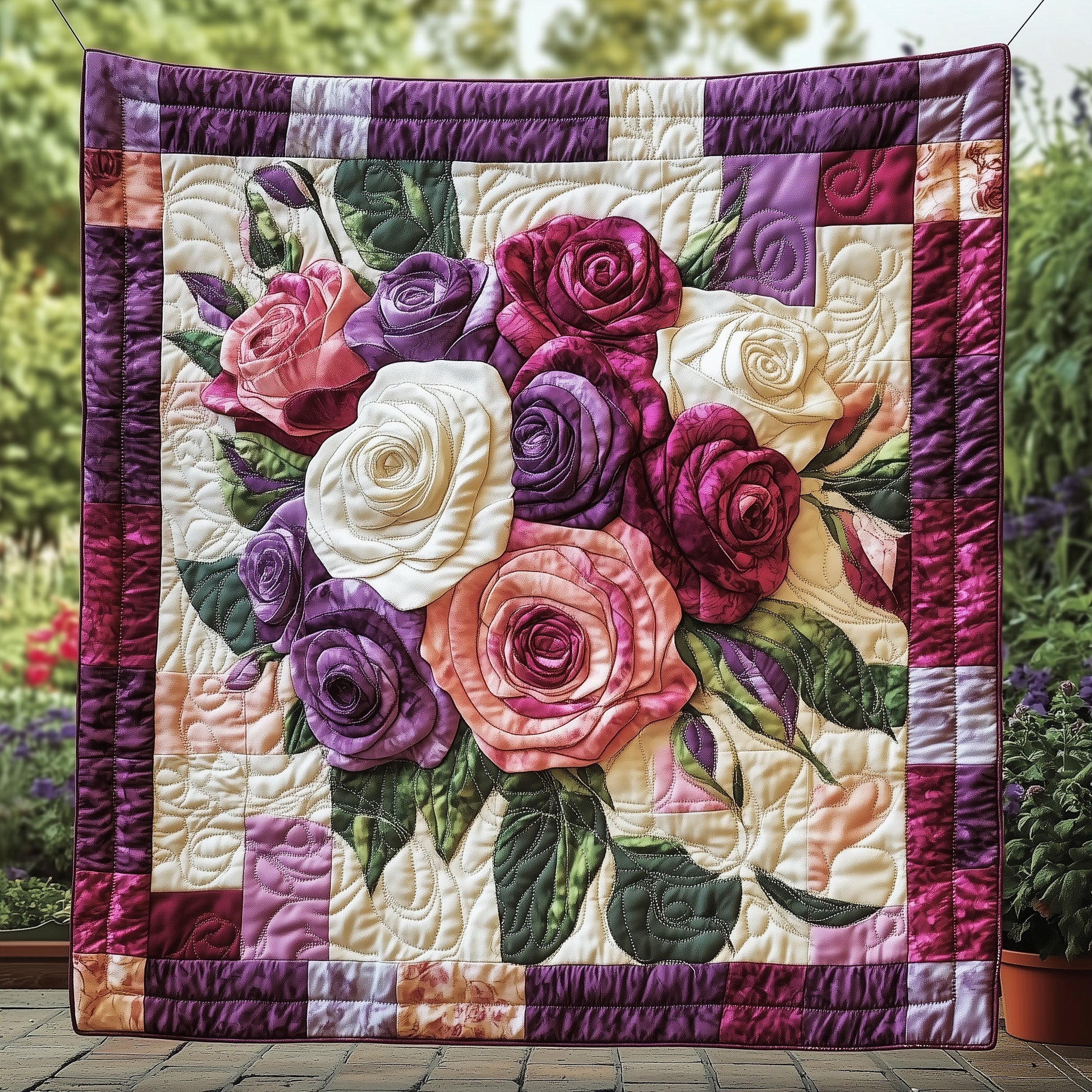 Rose Bouquet Gift for Mom Quilted Blanket Merchandise Throw BlanketDaughter In Law Xmas Gifts
