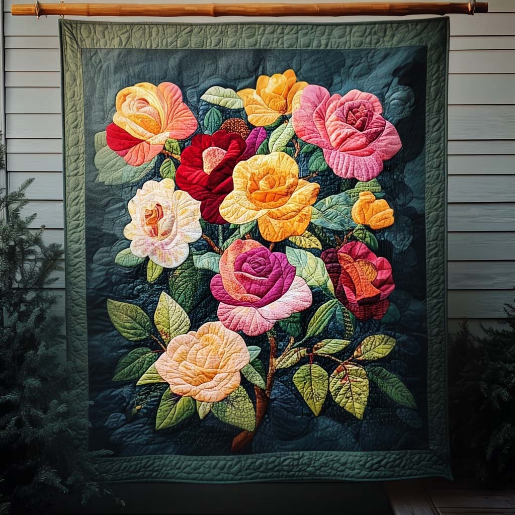 Rose Elegance Quilted Blanket Christmas Gifts For Parents