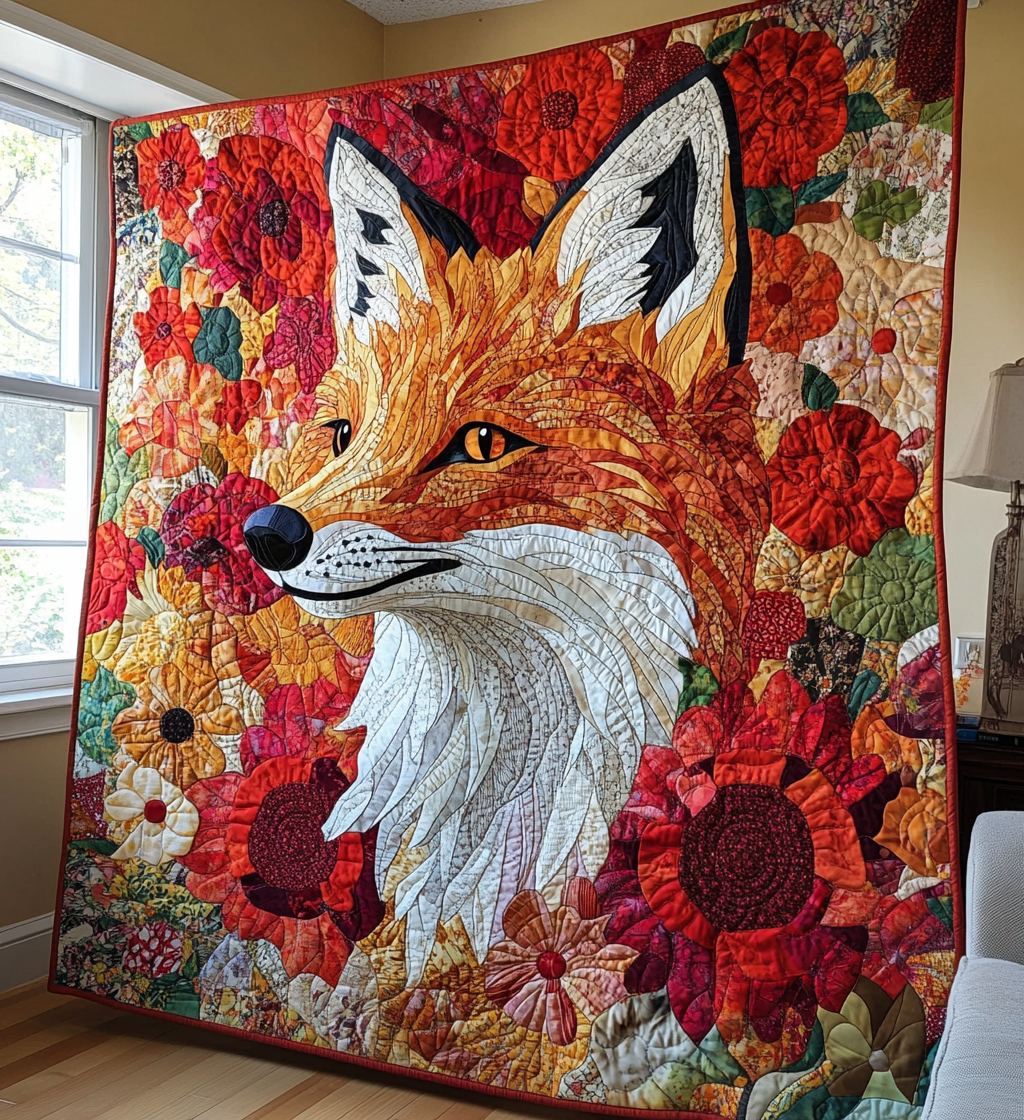 Rose Fox Quilted Blanket Autumn Gift Ideas