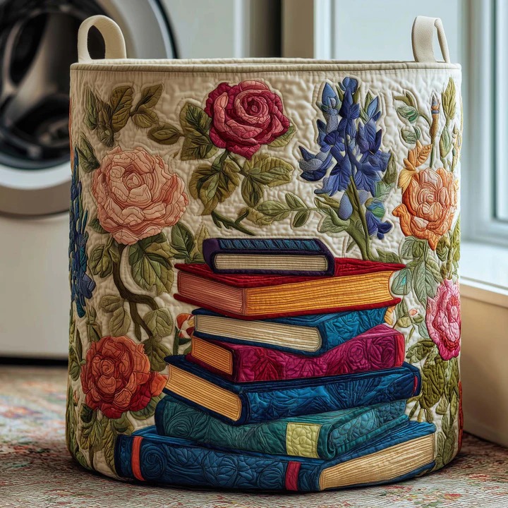 Rose Garden Books Stack Quilted Laundry Basket Bookworm Home Storage Best Gift Ideas For Book Lovers