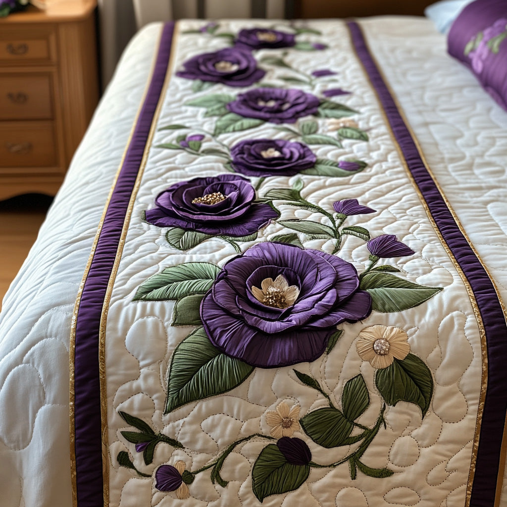 Rose Garden Quilted Bed Runner Bed Room Decoration Christmas Flower Gifts