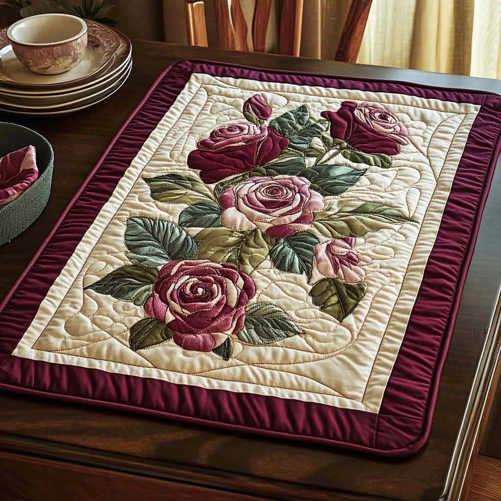 Rose Garden Quilted Place Mat Christmas Kitchen Decor Sunflower Gifts For Her