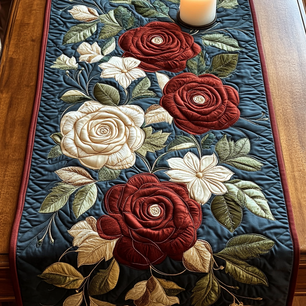 Rose Garden Quilted Table Runner Kitchen Table Decor Ideas Gifts For Flower Enthusiasts