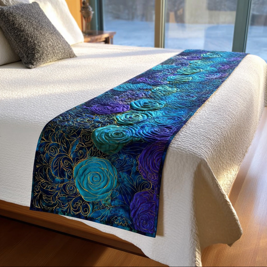 Rose Garden Whisper Quilted Bed Runner Bed Decor Christmas Floral Gifts