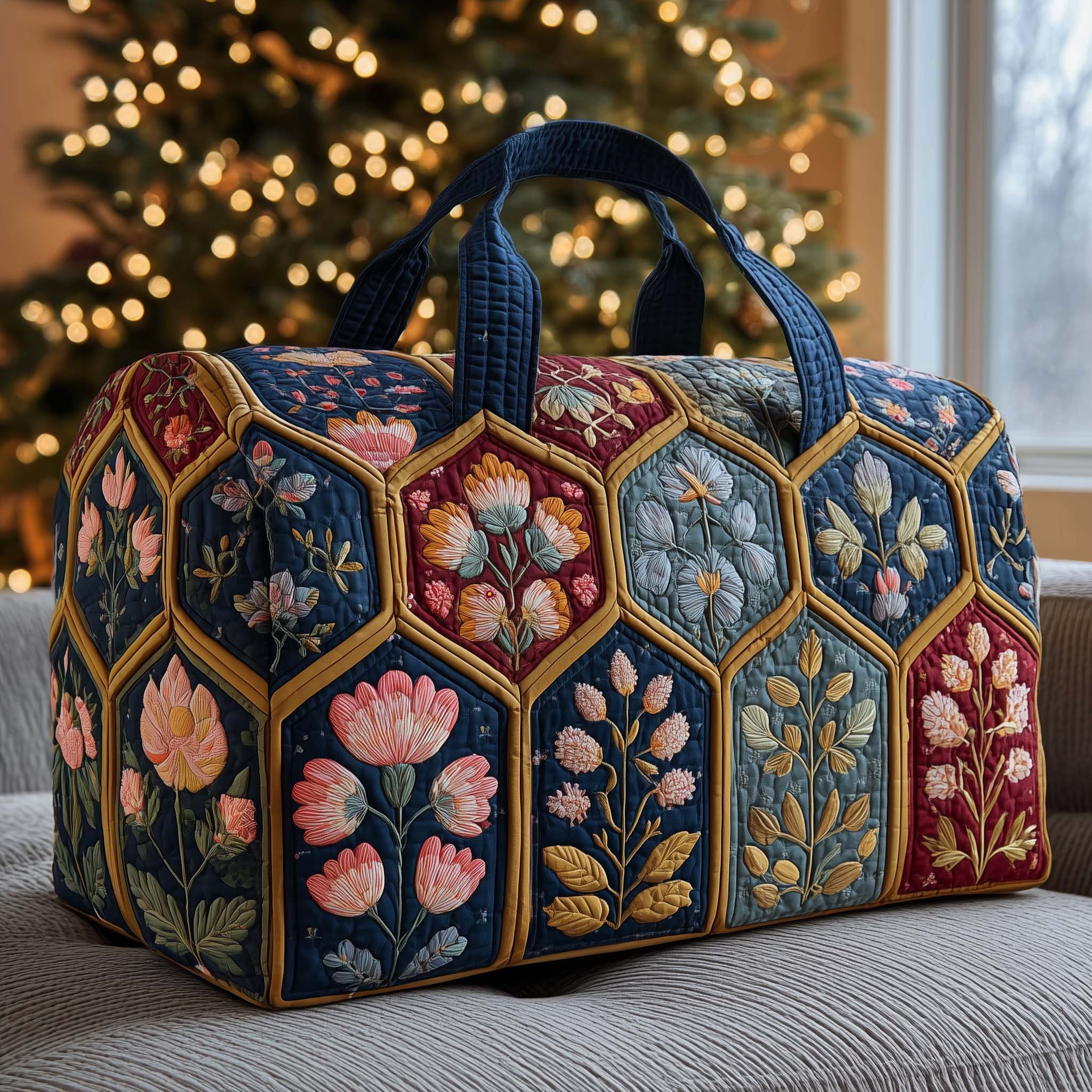 Rose Heart Patchwork Quilted Duffle Bag Floral Travel Bags For Women Best Gift For Her