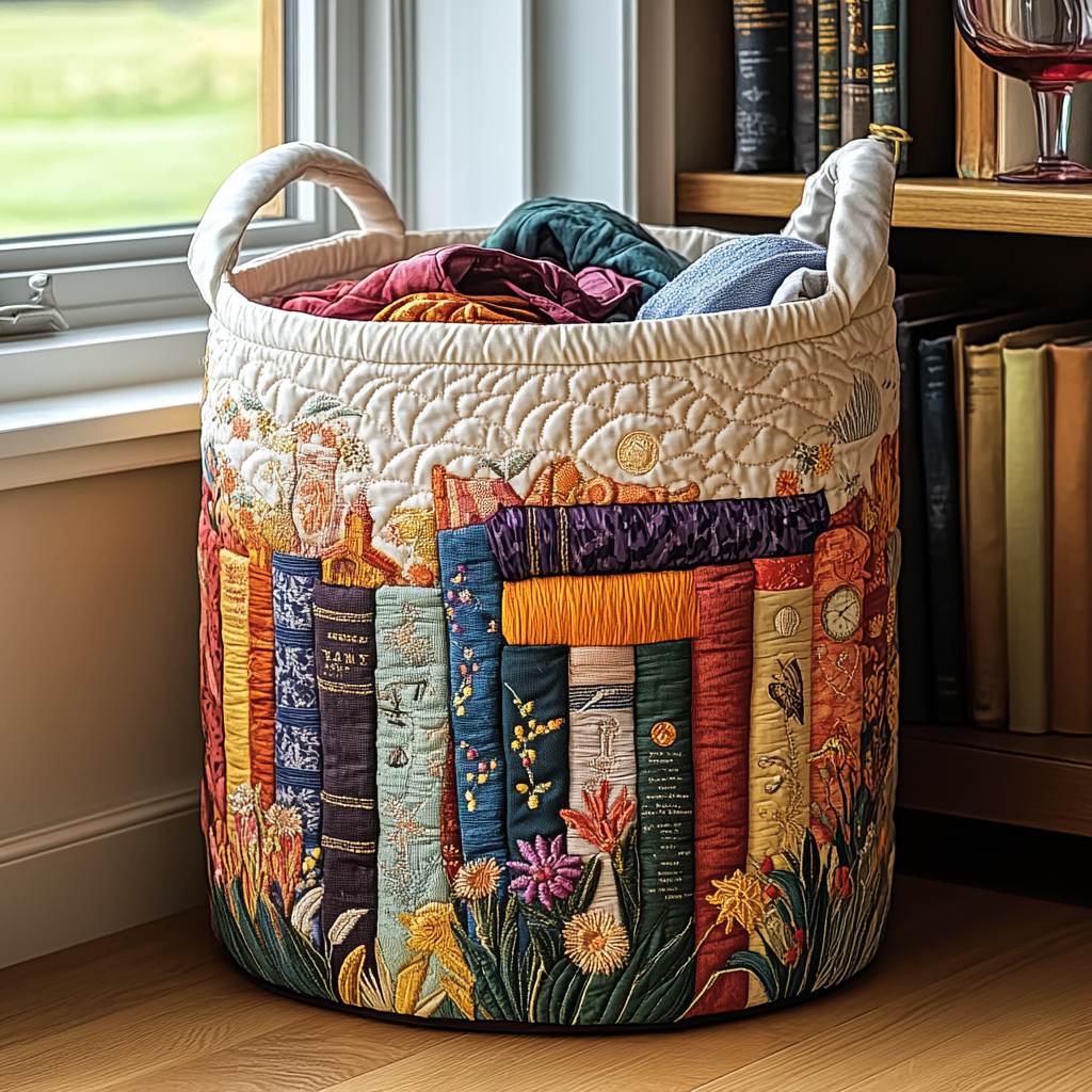 Rose Library Quilted Laundry Basket Merch For Family
