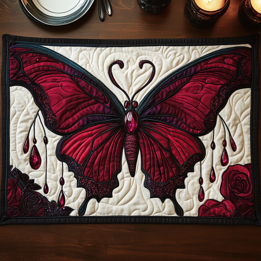 Rose Monarch Quilted Place Mat Christmas House Decor Christmas Floral Gifts