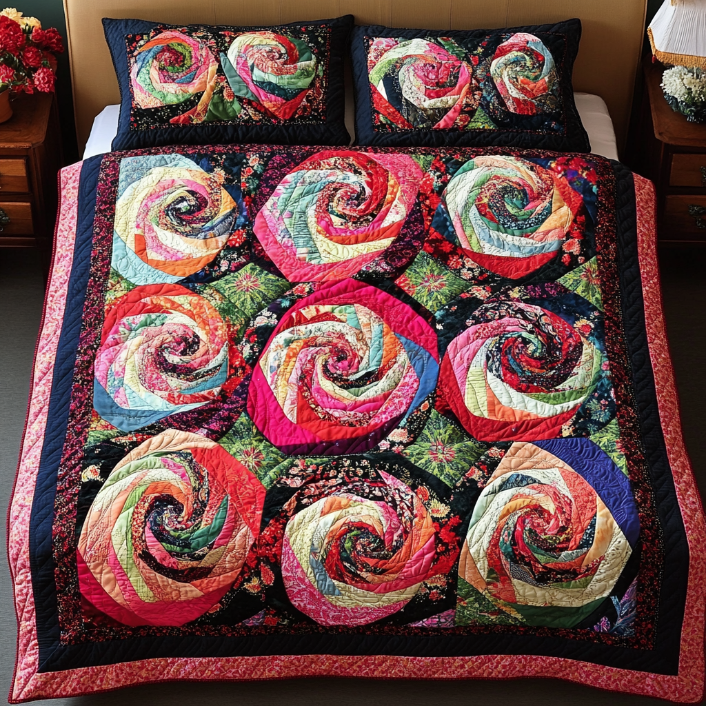 Rose Nest Quilted Bedding Set Christmas Bedroom Decor Gifts For The Flower Lover