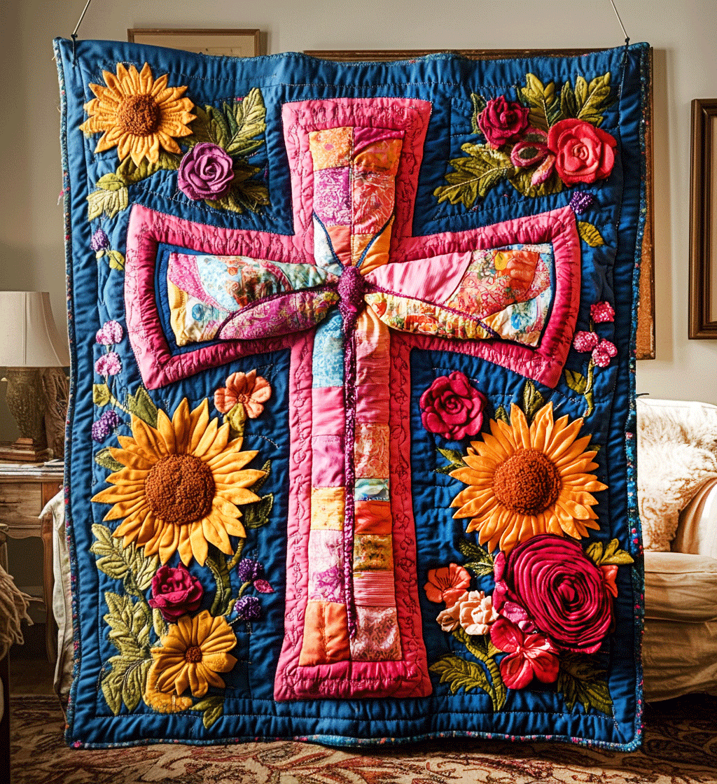 Rose of Salvation Quilted Blanket Christian Christmas Gifts