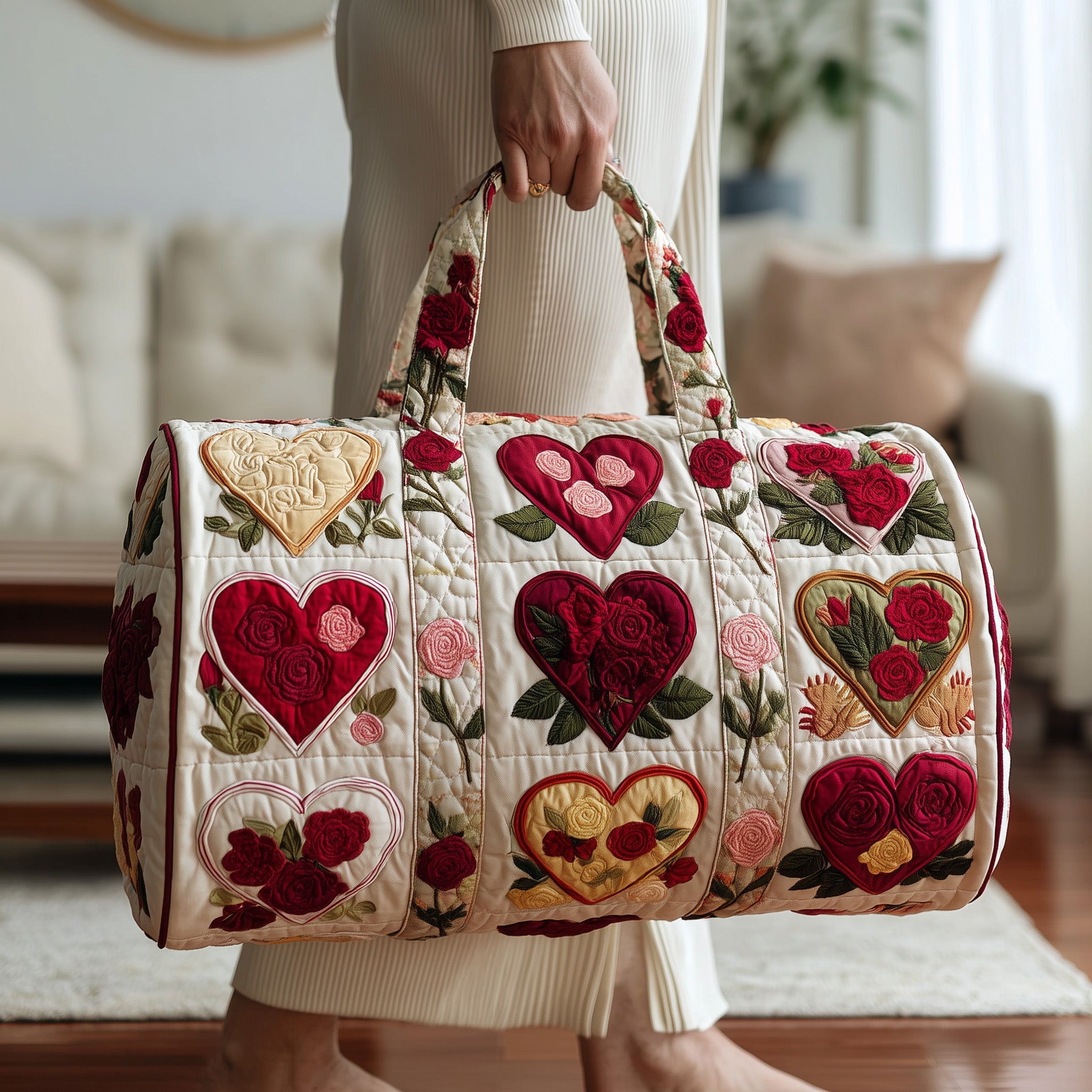 Rose Quilted Duffle Bag Christmas Gift Idea