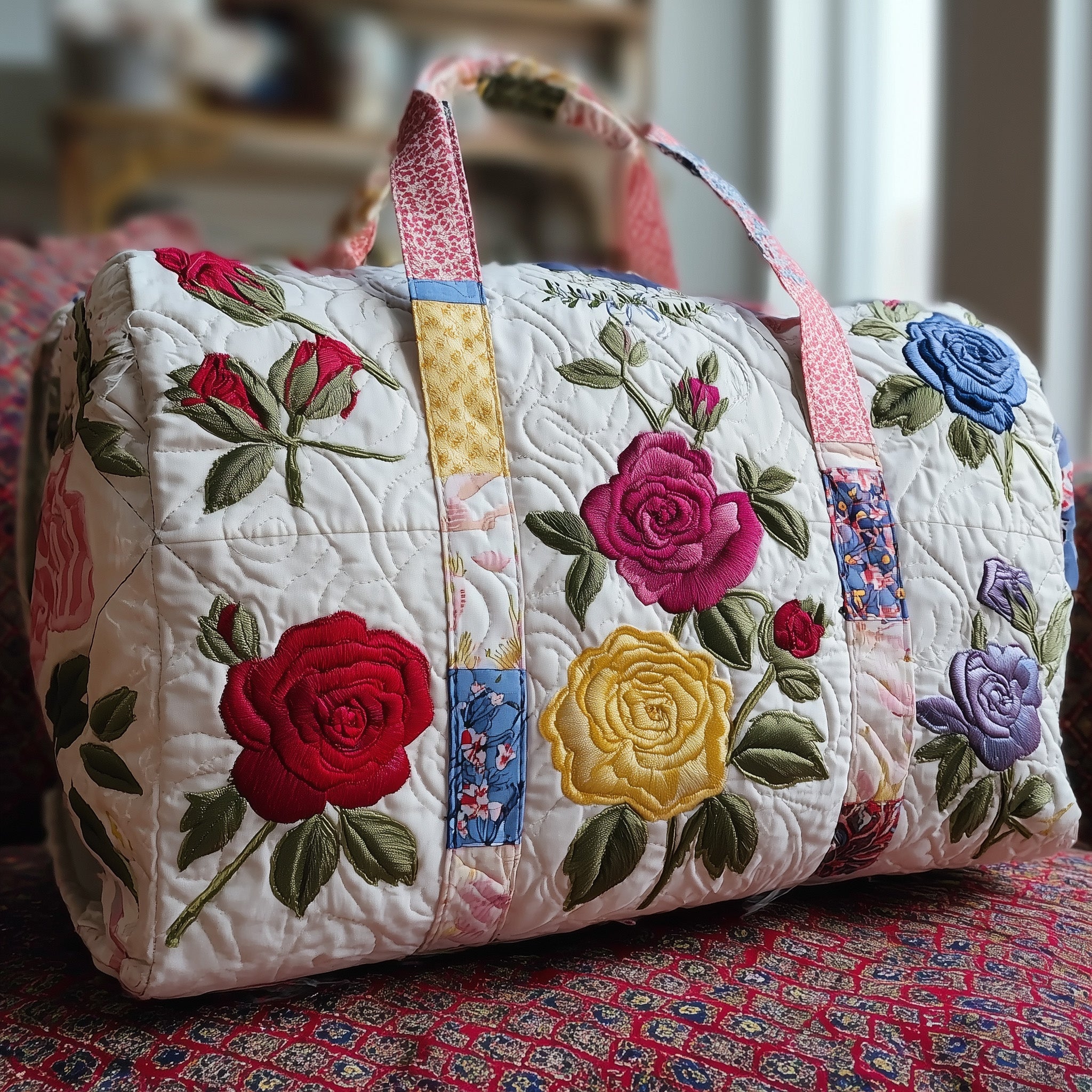 Rose Quilted Duffle Bag Durable And Lightweight