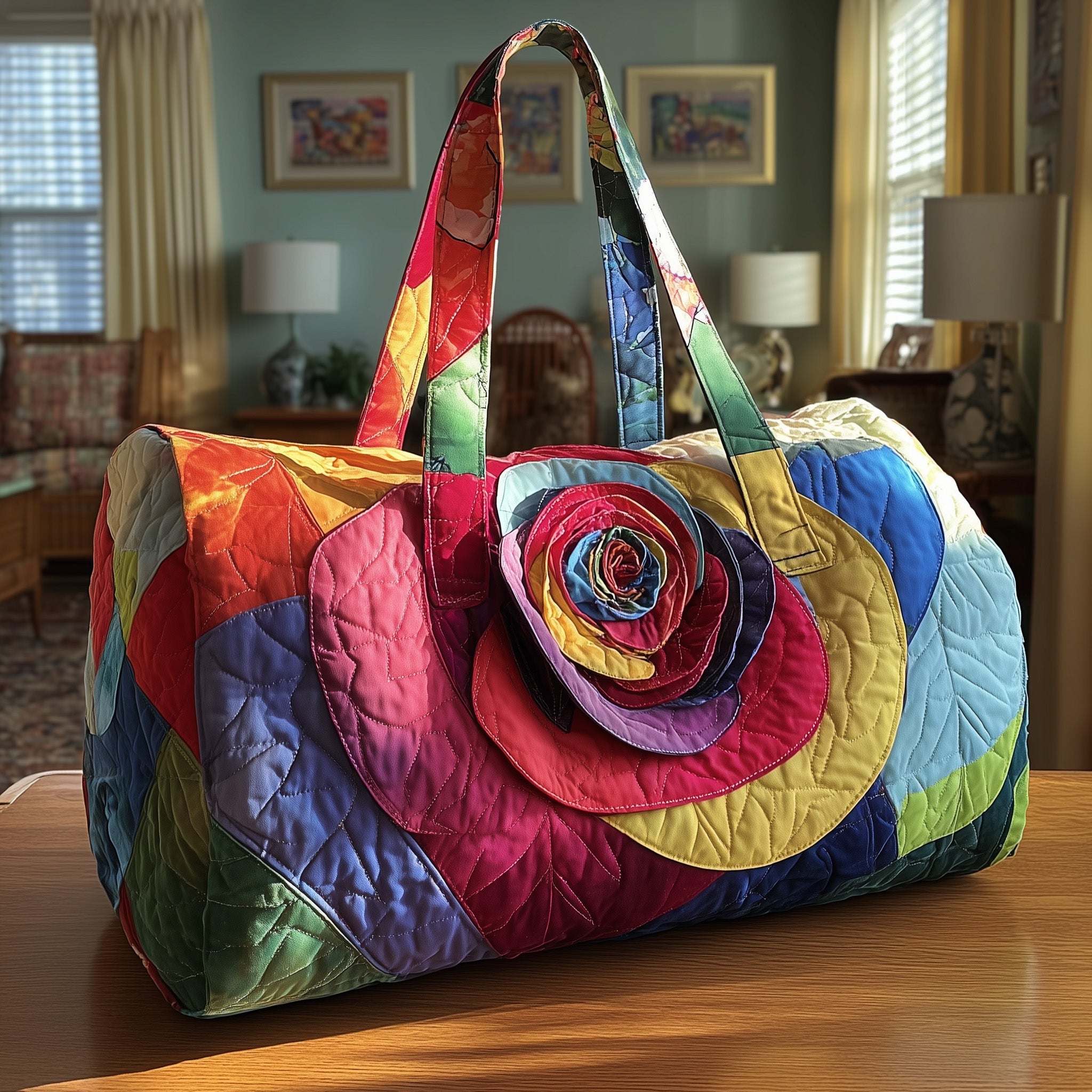 Rose Quilted Duffle Bag Easy To Clean Surface