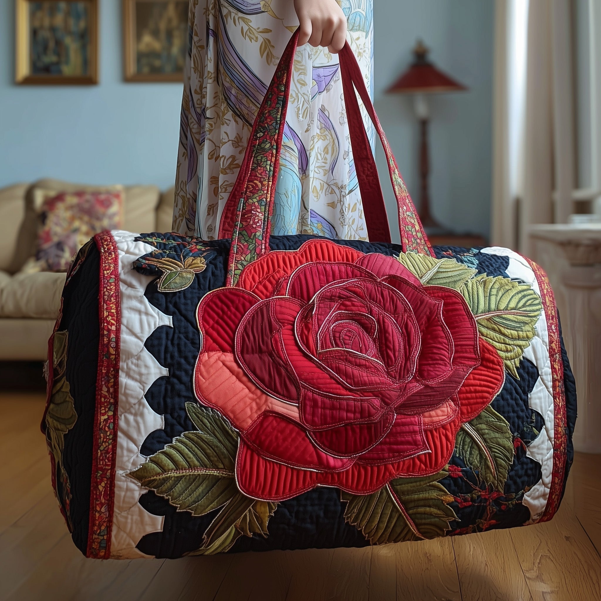 Rose Quilted Duffle Bag Valentine's Day Gift Idea