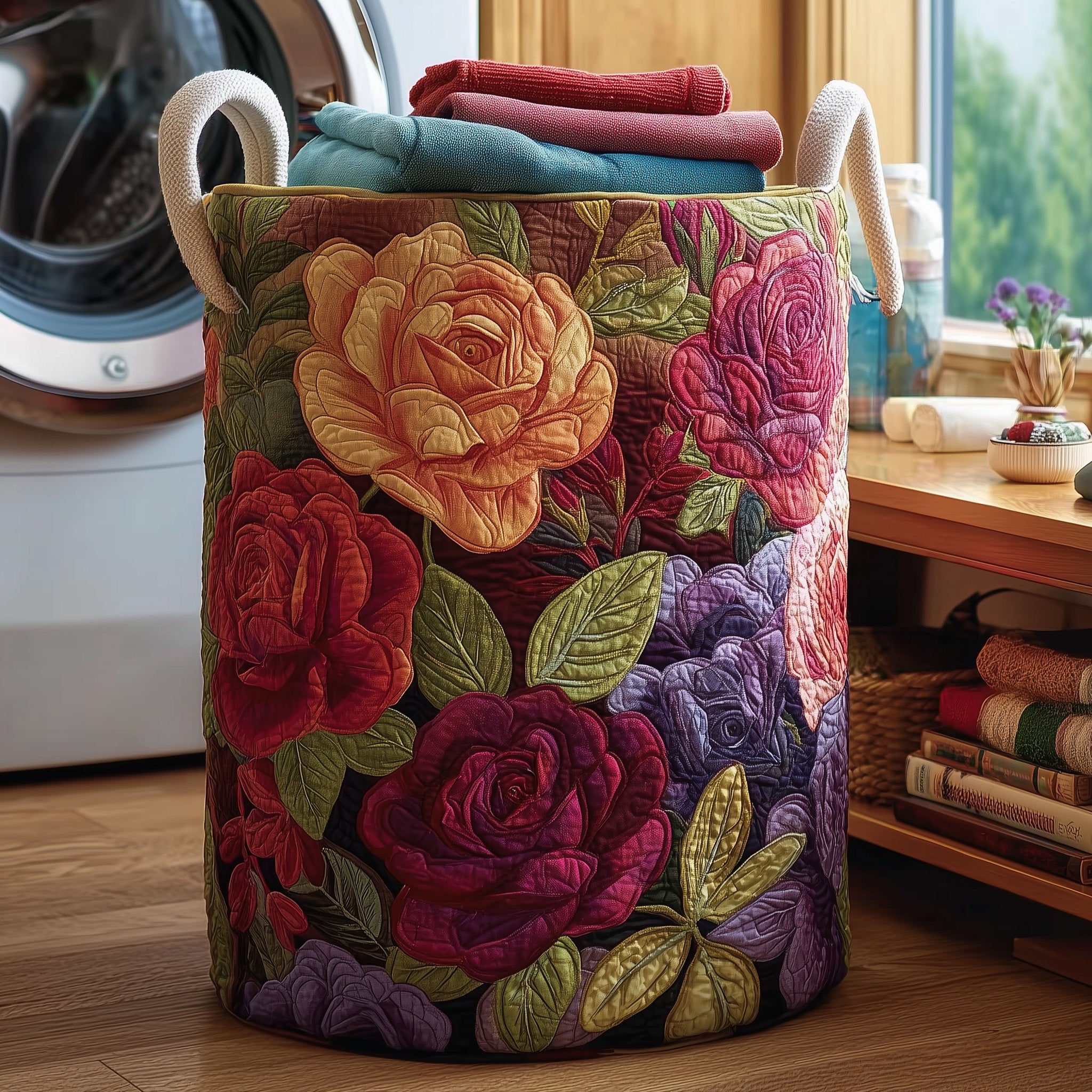 Rose Quilted Laundry Basket Presents For Flower Lovers