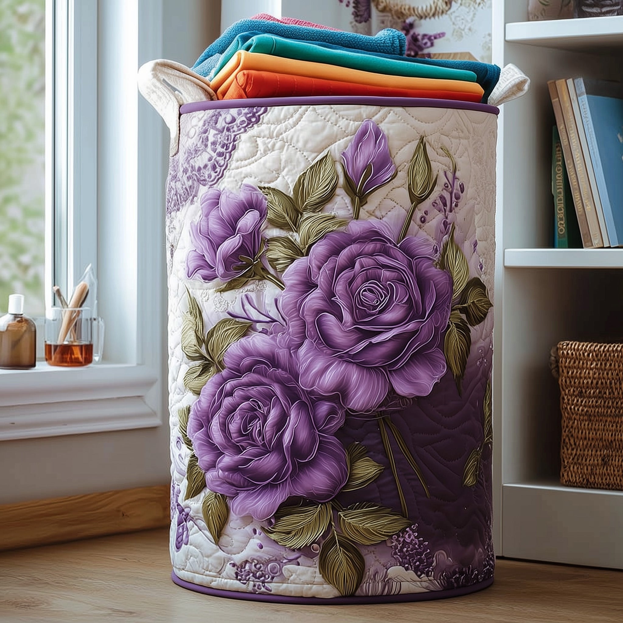 Rose Quilted Laundry Basket Sunflower Presents