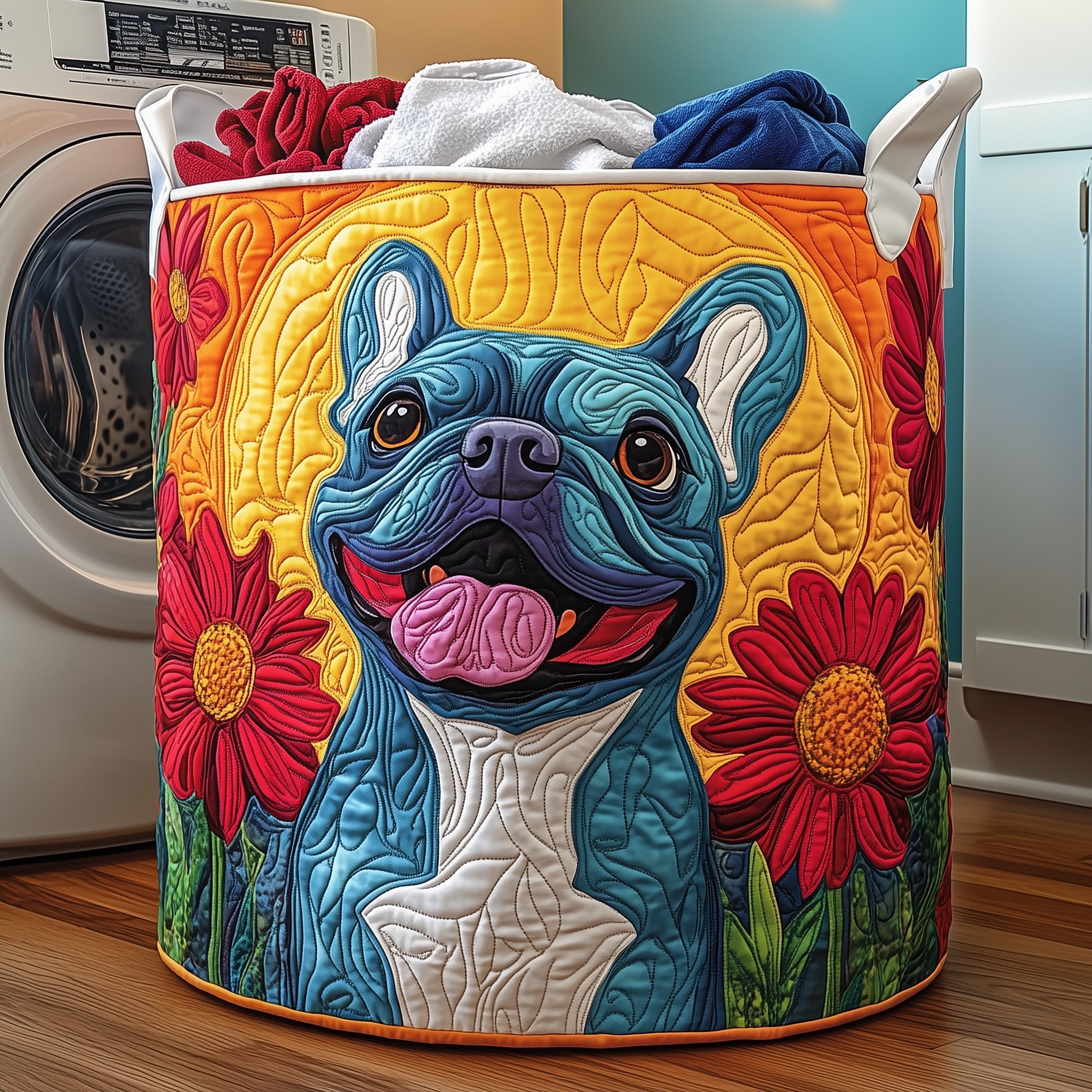 Roses Bulldog Quilted Laundry Basket Great Dog Christmas Gifts