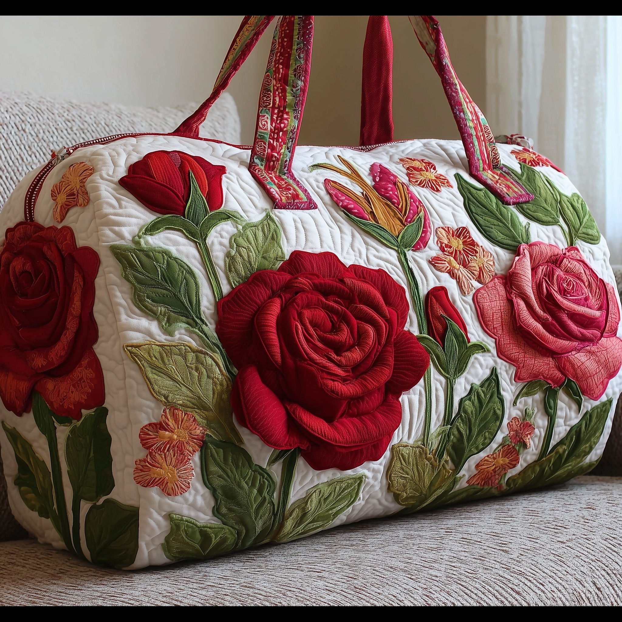 Roses Quilted Duffle Bag Mother's Day Gift Idea