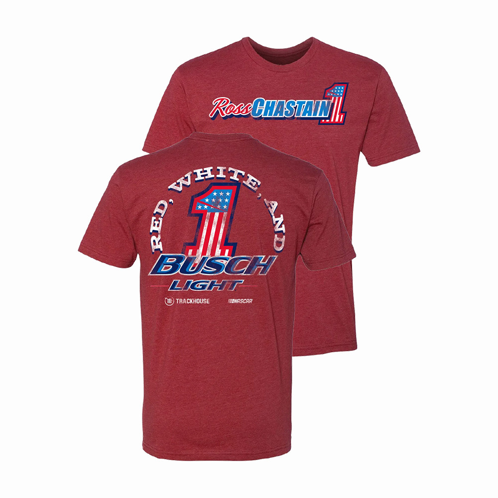 Ross Chastain 1 Red White And Busch Light Cardinal T-Shirt Trackhouse Racing Merch Fans Gift For Dad