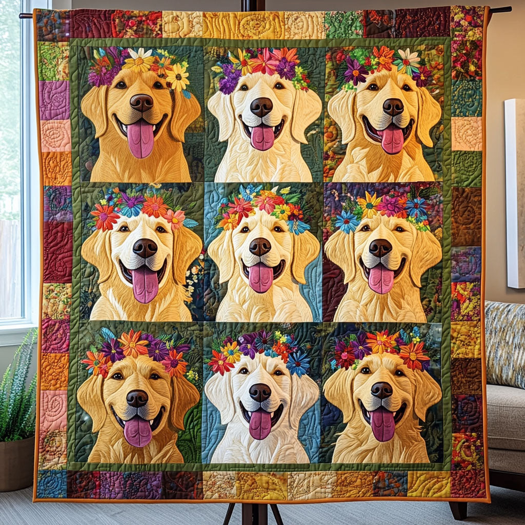 Rosy Retrievers Quilted Blanket Gifts For Golden Retriever Lovers