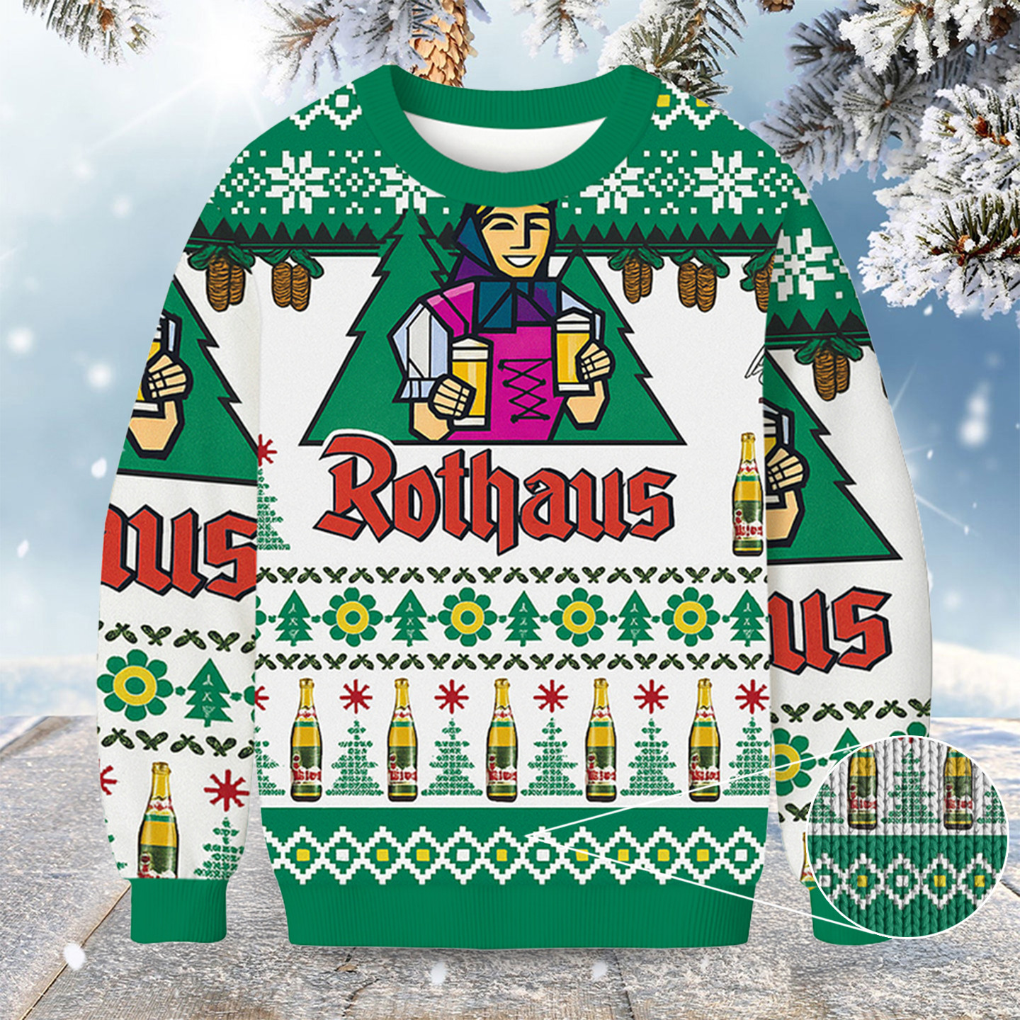 Rothaus Christmas Ugly Sweater Funny Christmas Sweater Xmas Gifts For Beer Lovers