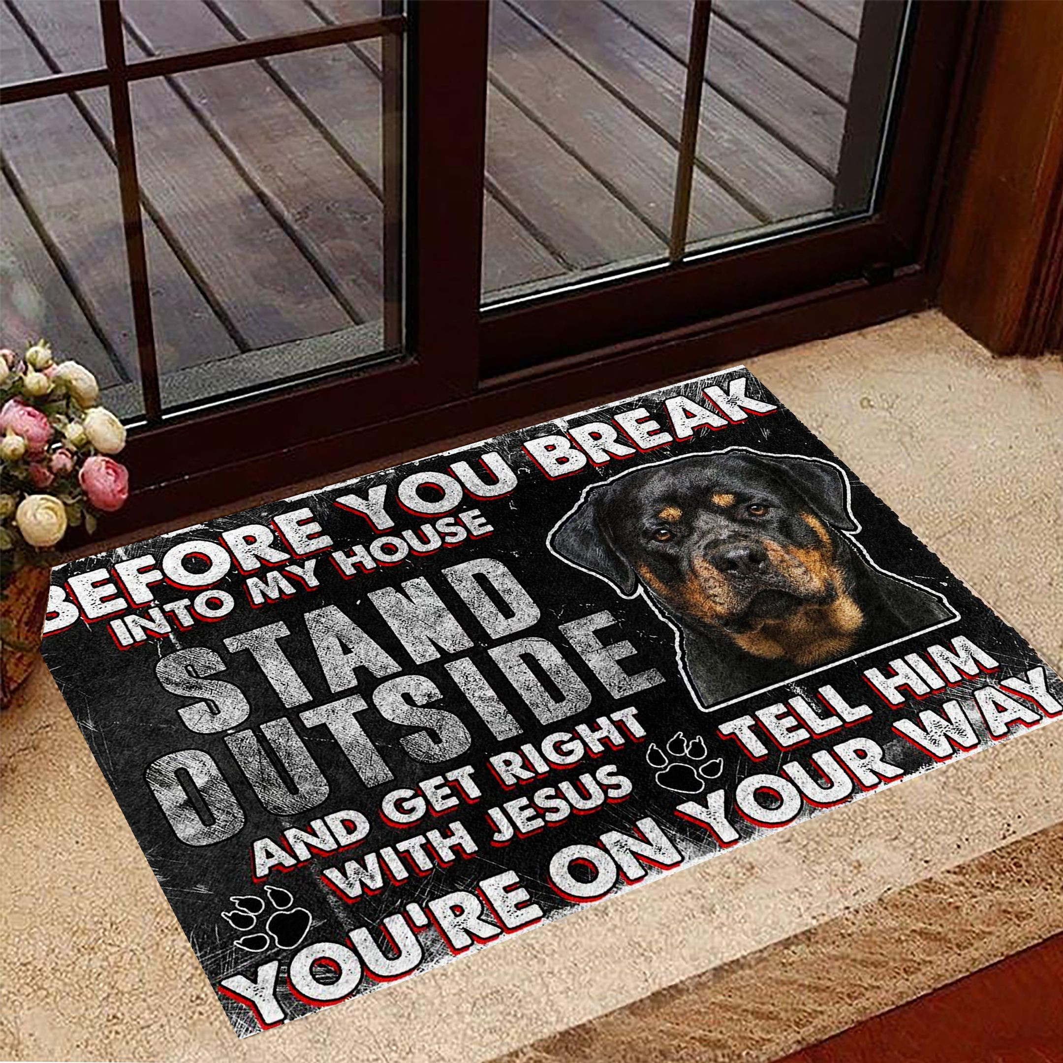 Rottweiler Before You Break Into My House Doormat For Inside Front Door Dog Owner Home Decor