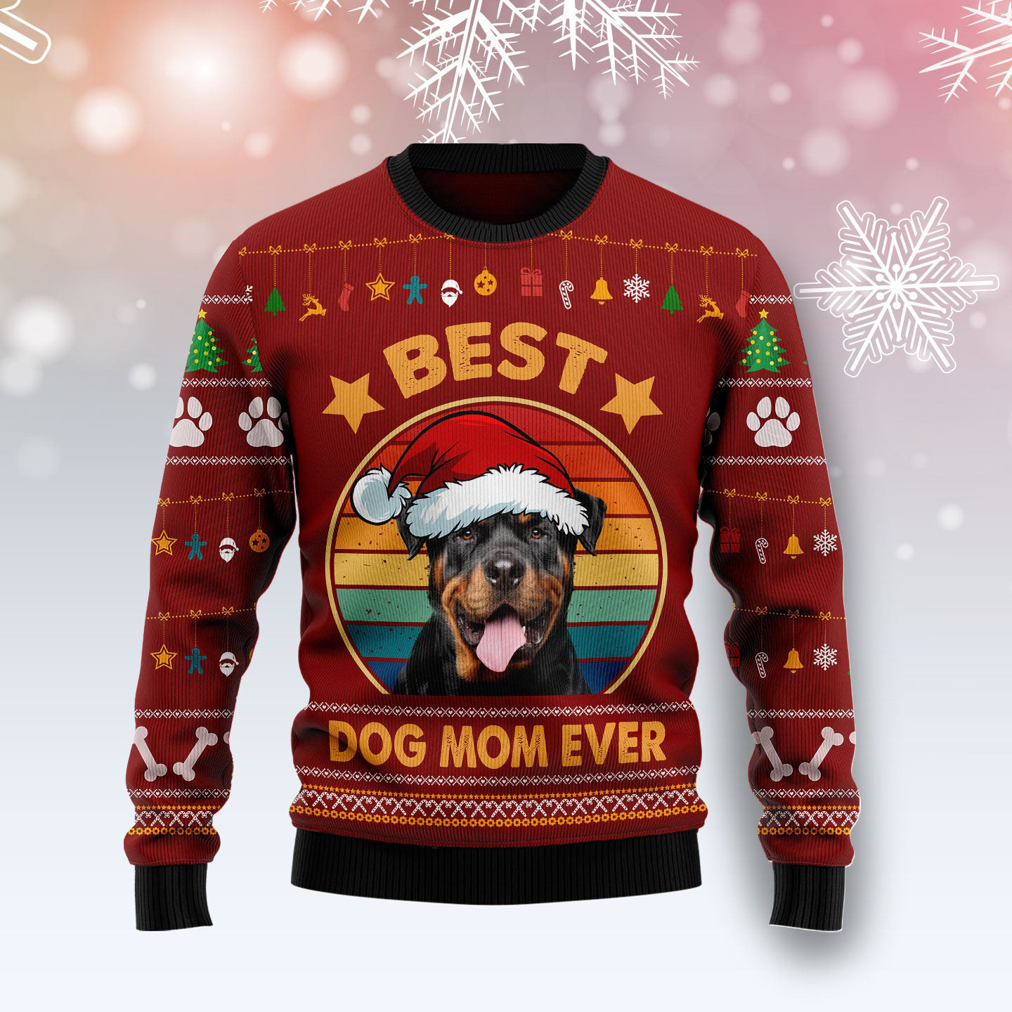 Rottweiler Best Dog Mom Ever Ugly Christmas Sweater Dog Themed Christmas Gift Ideas