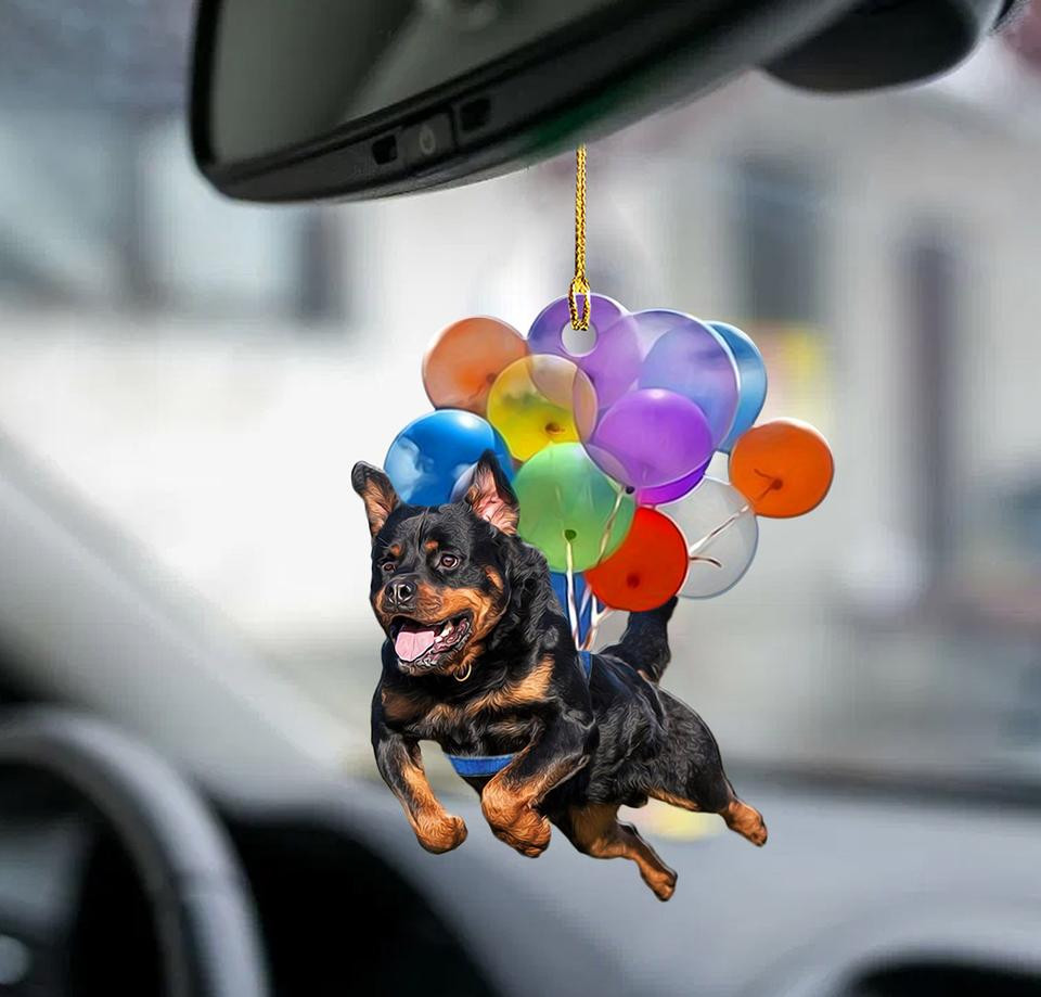 Rottweiler Dog Fly With Bubbles Car Hanging Ornament Dog Ornament Lasfour