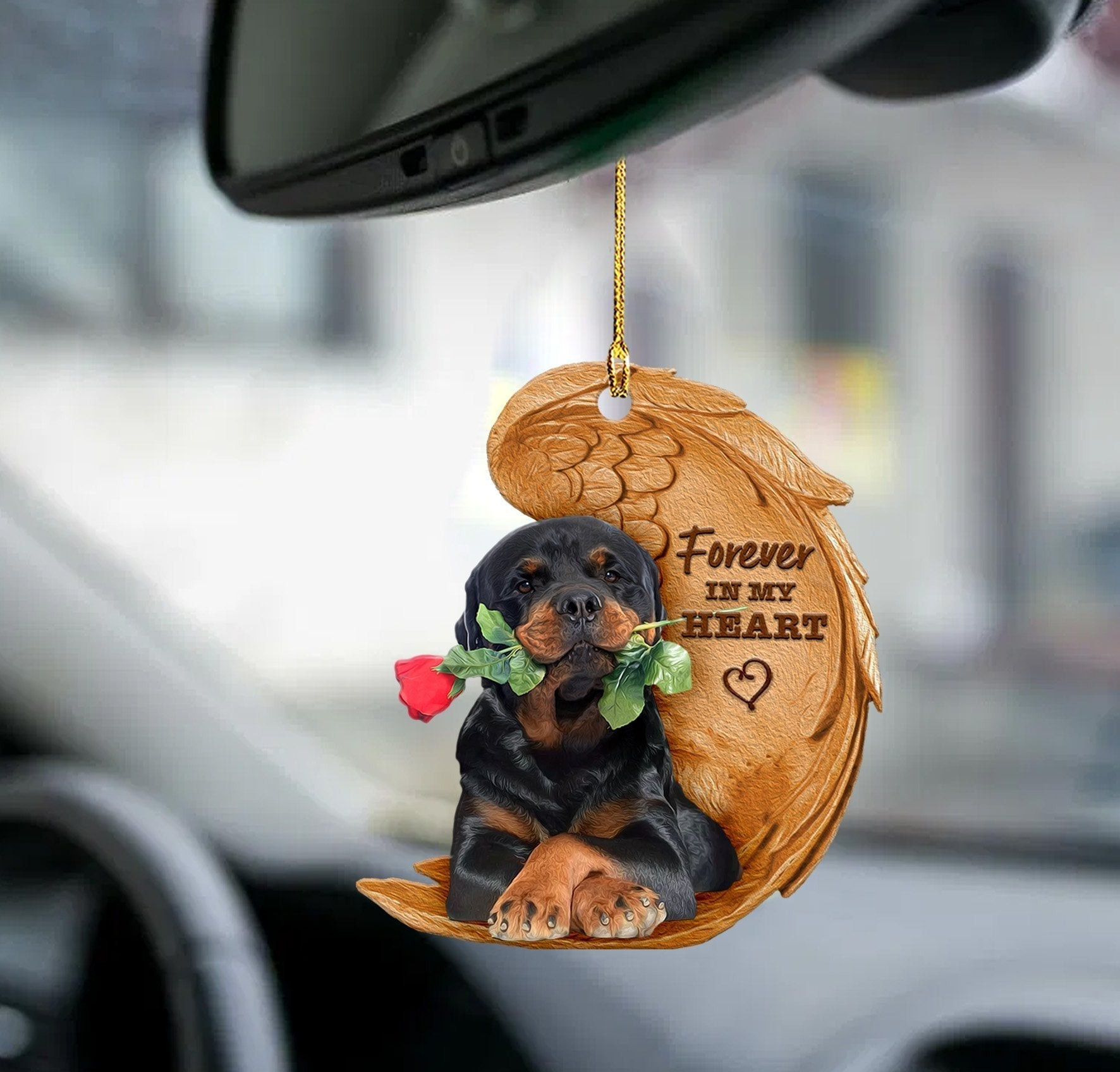 Rottweiler Forever In My Heart Rottie Hanging Ornament Dog Ornament Lasfour