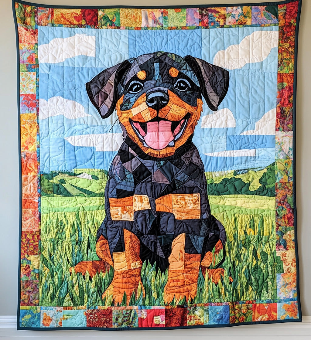 Rottweiler in the Garden Quilted Blanket Great Dog Christmas Gifts