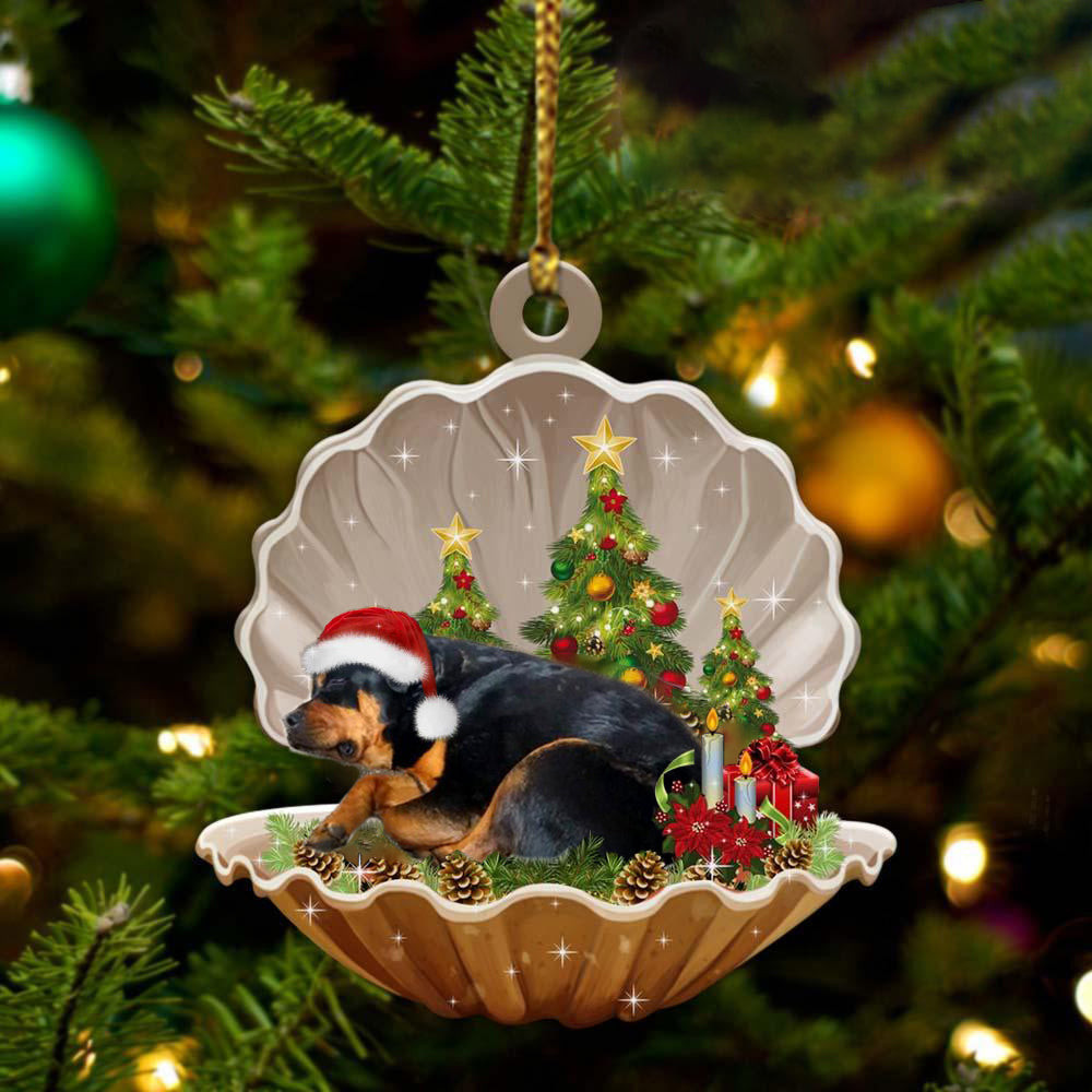 Rottweiler Sleeping in Pearl Dog Christmas Ornament Flat Acrylic